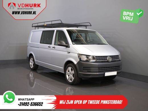 Volkswagen Transporter 2.0 TDI L2 DC Dubbel Cabine BPM VRIJ! NL Auto/ Imperiaal/ Carplay/ 18" LMV/ Cruise/ Trekhaak/ Airco
