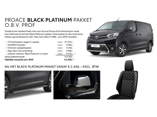 Toyota ProAce 2.0 D-4D 180 PK AUT. BLACK PLATINUM + LEDER STOELVERW. | CAMERA | TREKHAAK| NAVIGATIE | TREEPLANKEN ActivLease financial lease
