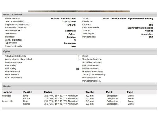 BMW 3 Serie Touring 318i M Sport Automaat Corporate / Panoramadak / Leder-sport / Camera / Navigatie / M-Spor... ActivLease financial lease