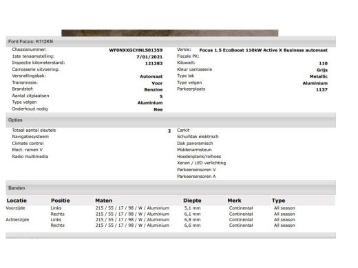 Ford Focus 1.5 Automaat 150PK Active X 5Drs. / Panorama dak / B&O Audio / Pdc.+Camera / Navigatie / Airco-ec... ActivLease financial lease