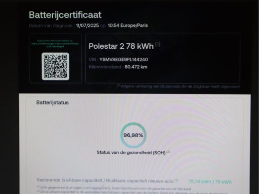 Polestar 2 Long Range Single Motor 78 kWh / SOH 97% ActivLease financial lease