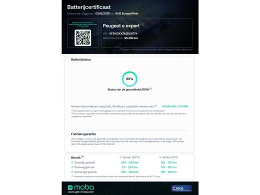Peugeot e-Expert Premium 75 kWh 100% Elektrisch WLTP 318km SOH 89% Inrichting 03-2022 ActivLease financial lease
