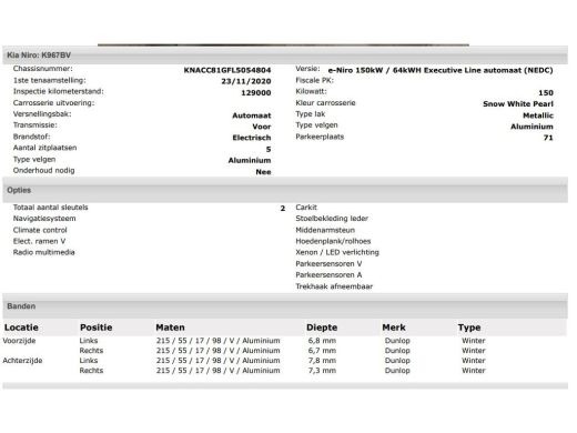 Kia e-Niro ExecutiveLine 64 kWh / Trekhaak / Leder / Xenon / Navigatie / Pdc+Camera / Apk 11-2026 ActivLease financial lease