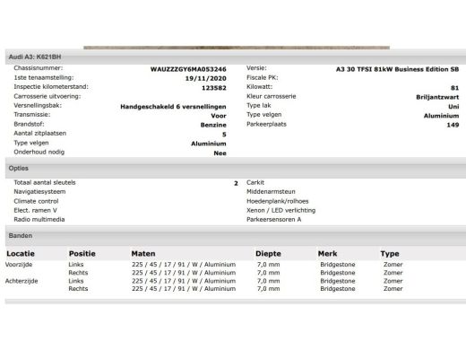 Audi A3 Sportback 30 TFSI Business edition 5Drs. / Virtual cockpit / Airco-ecc./ Navigatie / Pdc / Xenon ... ActivLease financial lease