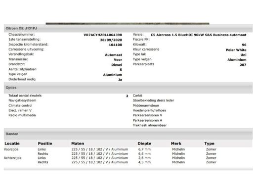 Citroën C5 Aircross 1.5 HDI Automaat Business / Trekhaak / Navigatie / Camera / 1/2 Leder / Radio-multimedia / Airco-... ActivLease financial lease