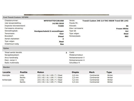 Ford Transit Custom 340 2.0 TDCI Euro6 131PK H2 Trend 3Pers  *ideaal voor Camper* / Navigatie / Pdc./ Airco / Driver ... ActivLease financial lease