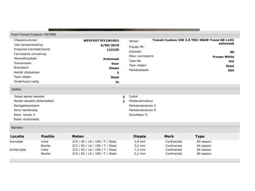 Ford Transit Custom 340 2.0 TDCI Euro6 Automaat 131PK H2 Trend 3Pers. *ideaal voor Camper* Navigatie / Pdc./ Airco / ... ActivLease financial lease