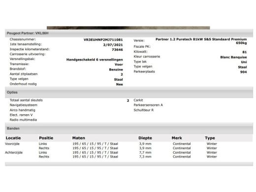 Peugeot Partner 1.2 Benzine 111PK Euro6 *Distributie bij 66Dkm.vervangen* Premium / Airco / Navigatie / Schuifdeu... ActivLease financial lease