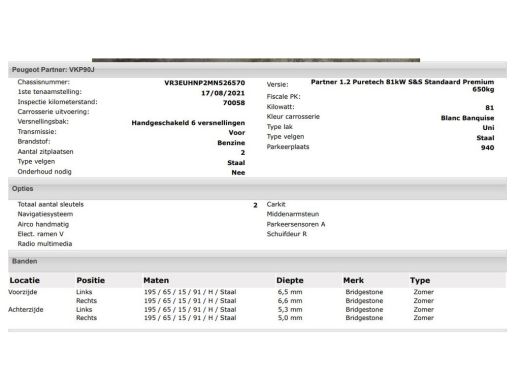 Peugeot Partner 1.2 Benzine 111PK Euro6 *Distributie bij 68Dkm. vervangen* Premium / Airco / Navigatie / Schuifde... ActivLease financial lease