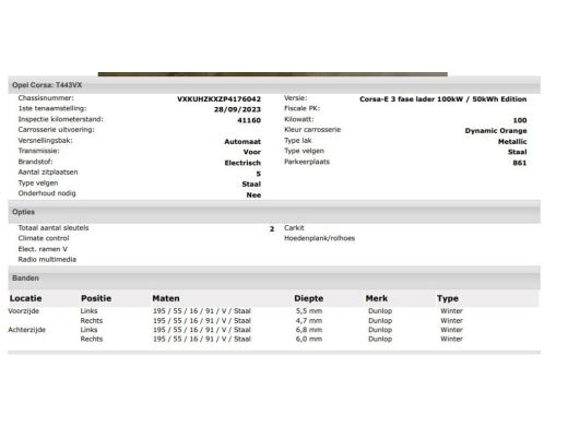 Opel Corsa-e Level 3 Edition 100KW / 50 kWh SOH 97% / Airco-Ecc. / Cruise-ctr. / Navigatie via Usb / 100% Elek... ActivLease financial lease
