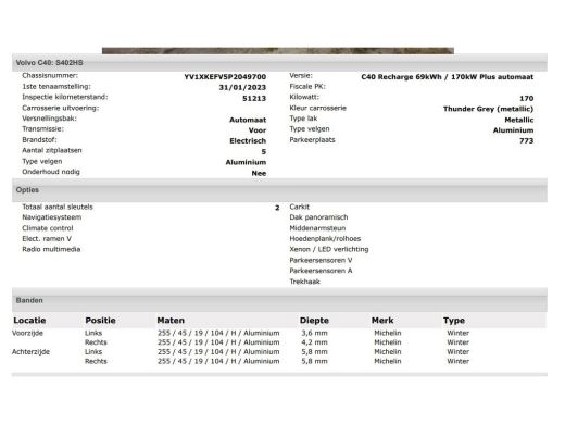 Volvo  C40 Recharge Plus 69 kWh SOH 95% / Panoramadak / Trekhaak / Camera / Stoel-Stuurverwarming / Navigati... ActivLease financial lease