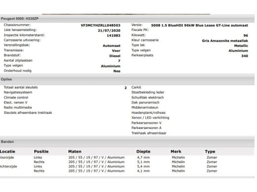 Peugeot 5008 1.5 HDI Automaat 7Pers. GT-Line / Panoramadak / Trekhaak / Pdc+Camera / Leder / Airco-ecc./ Xenon / ActivLease financial lease