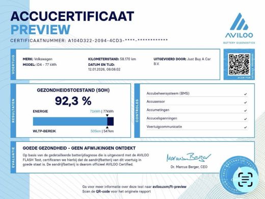 Volkswagen ID.4 First 77 kWh SoH 92,3% / Performance / Warmtepomp / Trekhaak / Vol in de opties / Dealeronderhoud... ActivLease financial lease
