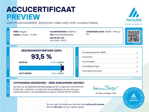 Peugeot e-Expert L2H1 75 kWh | SOH 93% | Snelladen | Airco | Cruise | 3-Zits | Camera | Trekh. | Carplay | Parkeer... ActivLease financial lease