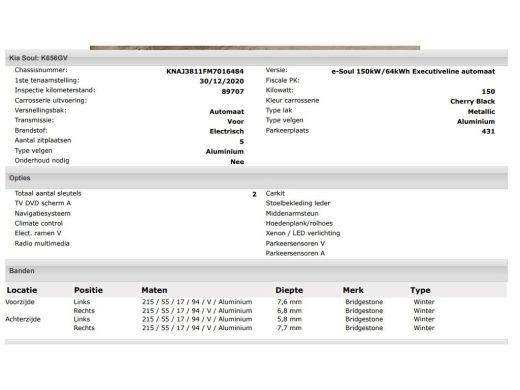 Kia e-Soul 150kW / 64kWh Executive line / Leder / TV. DVD scherm A./ Pdc+Camera / Xenon / Navigatie / Airco-... ActivLease financial lease