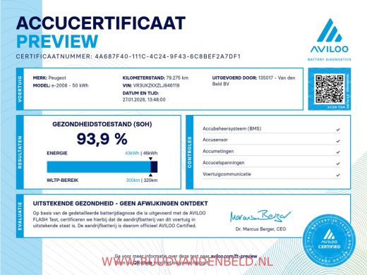 Peugeot e-2008 EV Allure 50 kWh SOH 94% / CARPLAY / CRUISE / ACHTERUITRIJCAMERA ActivLease financial lease