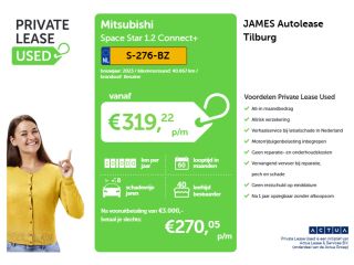 Mitsubishi Space Star 1.2 Connect+ PRIVATE LEASE vanaf &euro; 270,- pm*