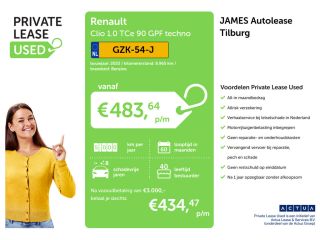Renault Clio 1.0 TCe 90 GPF techno PRIVATE LEASE vanaf &euro; 434 pm*
