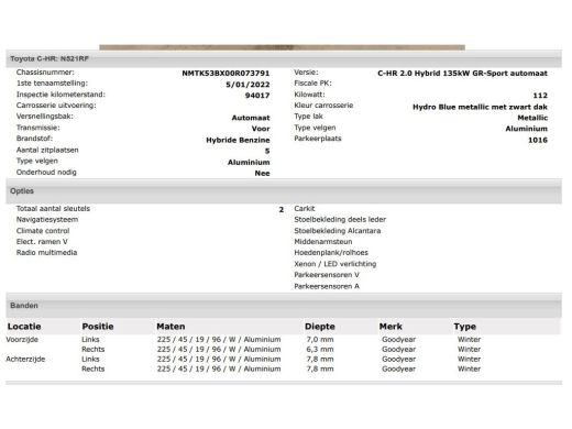 Toyota C-HR 2.0 Hybrid GR-Sport / Pdc+Camera / Airco-ecc./ Navigatie / Xenon / 1/2 Leder / Radio multimedia /... ActivLease financial lease