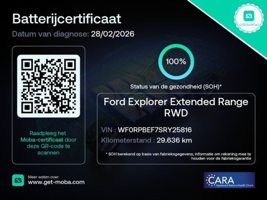 Ford Explorer Extended Range RWD 77 kWh | 100% SoH | Klasse 3 Alarm | Achteruitrijcamera | Cruise control adapt... ActivLease financial lease