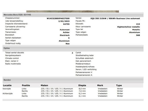Mercedes-Benz EQS 350 Business Plus Line 90 kWh / Panorama-Schuifdak / Leder-Comfort / Xenon / Radio multimedia / A... ActivLease financial lease