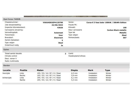 Opel Corsa-e Level 2 Edition 100KW / SOH 100% / 50 kWh Fase 3 / Airco-Ecc. / Cruise-ctr. / Apple Carplay Andro... ActivLease financial lease