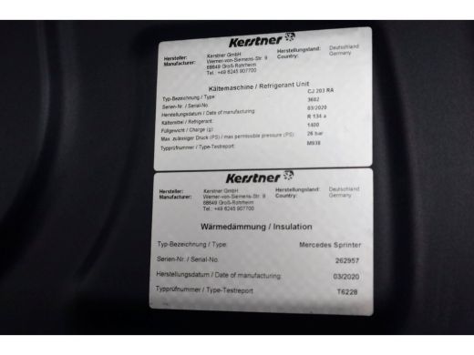 Mercedes-Benz Sprinter 316 CDI 163pk RWD L2H2 Kerstner Koelwagen 12V + 230V Nachtstekker 05-2020 ActivLease financial lease