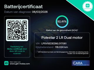 Polestar 2 Long Range Dual Motor Launch Edition 78kWh | SOH 92% | 1e Eigenaar! | Trekhaak | Panoramadak | Me...