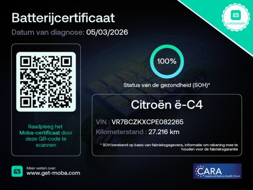 Citroën &euml;-C4 You 50 kWh 3 Fase 100%SOH! | 11kW | Achteruitrijcamera | Navigatie by App | Climate Control | Par... ActivLease financial lease