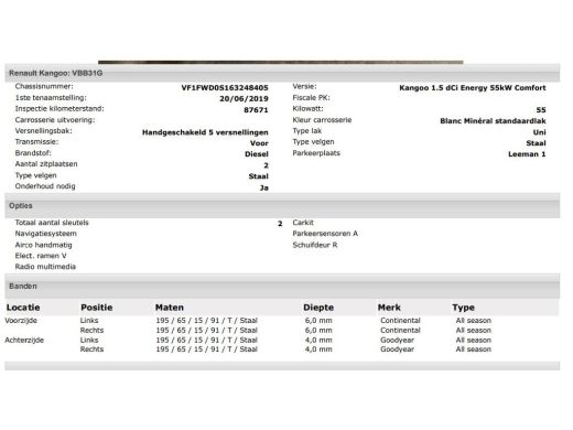 Renault Kangoo 1.5 DCi Euro6 75PK Energy Comfort Airco / Navigatie / Pdc. / Radio multimedia / Apk 01-2027 ActivLease financial lease