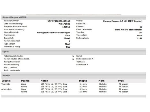 Renault Kangoo 1.5 DCi Euro6 81PK Comfort / Schuifdeur+Raam / Trekhaak / Airco / Pdc./ Navigatie / Radio multime... ActivLease financial lease