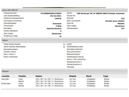 Volvo  V60 2.0 T8 Hybride AWD R-Design / Trekhaak / Panoramadak / Leder / Navigatie / Adap. Cruise / Pdc.V+A...