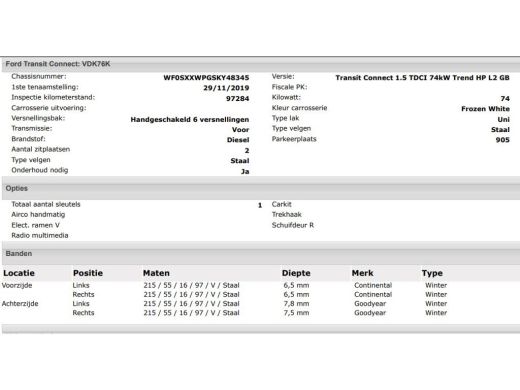 Ford Transit Connect 1.5TDCI Euro6 100PK L2 Trend / Trekhaak / Airco / Schuifdeur / Radio multimedia / Apk 11-2026 ActivLease financial lease
