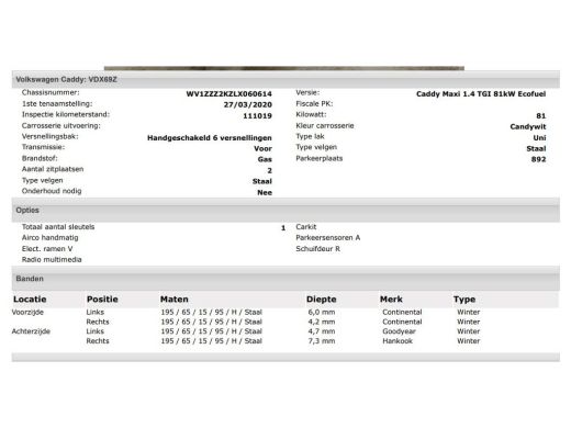 Volkswagen Caddy 1.4 TGI L2H1 Maxi CNG aardgas / Benz./ Comfortline Airco / Pdc. / Re.Schuifdeur / zeer milieu vri... ActivLease financial lease