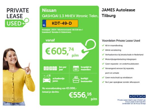 Nissan QASHQAI 1.3 MHEV Xtronic Tekna Plus PANORAMADAK | LEER | MEM. STOEL | MASSAGE | BOSE ActivLease financial lease