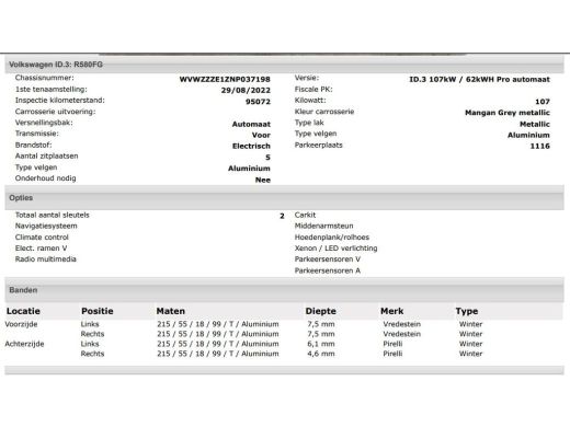 Volkswagen ID.3 Pro 62KWh Comfort / Navigatie / Pdc.V+A / Airco-ecc./ Xenon / Radio multimedia / Apk 08-2026 ActivLease financial lease