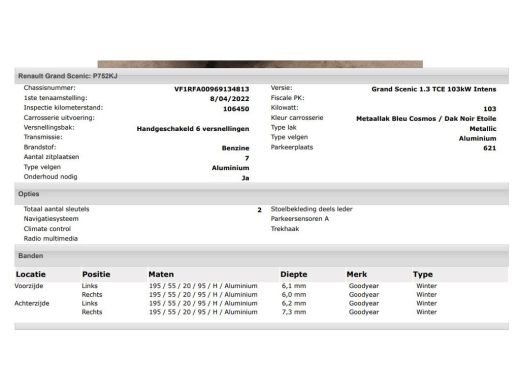 Renault Grand Sc&eacute;nic 1.3 TCe 141pk Techno 7Pers. / Trekhaak / Airco-ecc./ Navigatie / Pdc. / Apk nieuw ActivLease financial lease