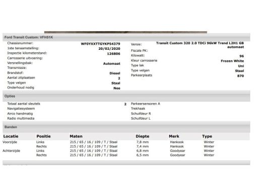 Ford Transit Custom 320 2.0 TDCI Automaat 131PK L2H1 / 2x Schuifdeur / Trekhaak / Pdc.+Camera / Safety & Comfort Pack... ActivLease financial lease