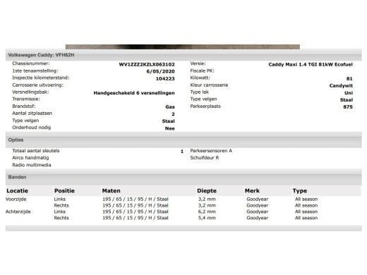 Volkswagen Caddy 1.4 TGI L2H1 Maxi CNG aardgas / Benz./ Comfortline Airco / Pdc. / Re.Schuifdeur / zeer milieu vri... ActivLease financial lease