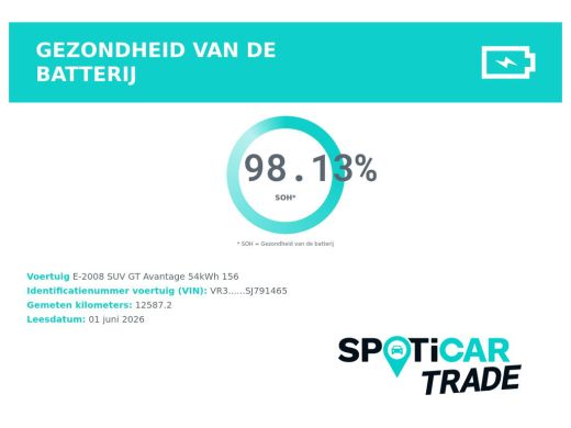 Peugeot e-2008 EV GT Avantage 54 kWh | SOH 98% | 12.500km | NL auto | Fase 3 laden | Navigatie | Camera voor + a... ActivLease financial lease