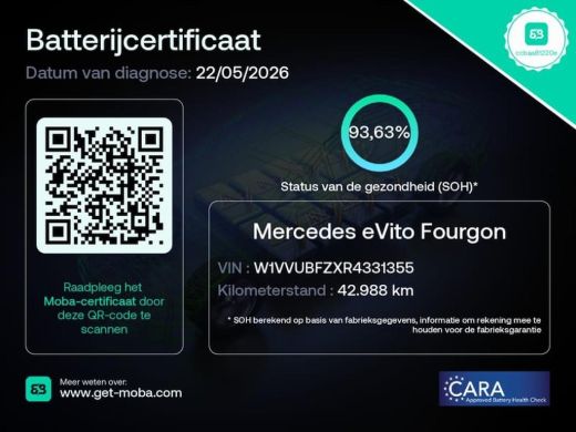 Mercedes-Benz eVito 66 kWh / FULL ELECTRIC / SOH 93% / L2H1 / 43.007 KM / INRICHTING / 1e EIG. / CAMERA / 3-ZITS / CR... ActivLease financial lease