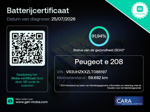 Peugeot e-208 EV GT 350 50 kWh 3-Fase | Bruin Leder | Adaptieve Cruise | Camera | Pano | Climate Control | Acht... ActivLease financial lease