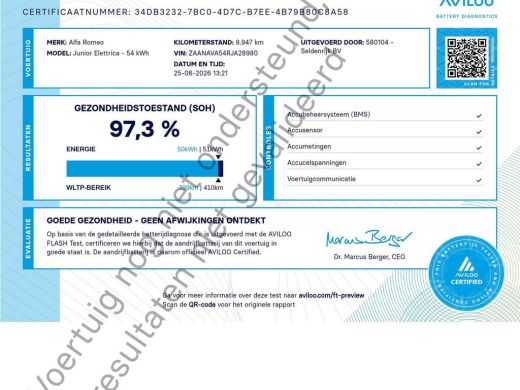Alfa Romeo Junior Elettrica 54 kWh | SOH 97,3% | Adaptive cruise | Carplay | Full LED | Parkeerhulp | Climate contr... ActivLease financial lease