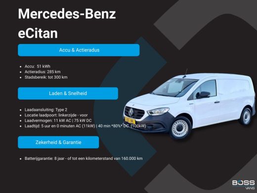 Mercedes-Benz eCitan 112 51kWh L2 284 WLTP 97.9% (SOH) Camera MBUX Trekhaak 75kW Snelladen Apple Carplay Cruise Control ActivLease financial lease