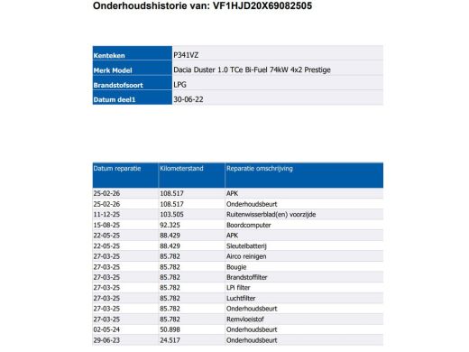 Dacia Duster 1.0 TCe Bi-Fuel LPG Prestige / Trekhaak / Pdc+Camera / Navigatie / Airco-ecc./ Radio multimedia /... ActivLease financial lease