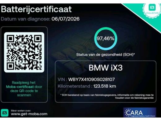 BMW iX3 Executive 80 kWh-SOH 97.46% / Panoramadak / Trekhaak / Leder / Stoelverwarming / Pdc.+Camera / Na... ActivLease financial lease