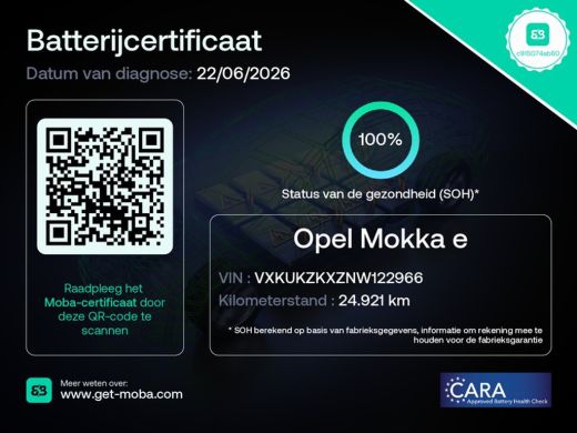 Opel Mokka-e Level 3 50 kWh | Soh 100%! | Camera | Cruise control | Apple Carplay/Android Auto | Digitaal dash... ActivLease financial lease