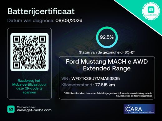 Ford Mustang Mach-E Mach-E Extended AWD 98 kWh 92,5% SoH | Achteruitrijcamera | Apple Carplay/Android Auto|telefoonin... ActivLease financial lease