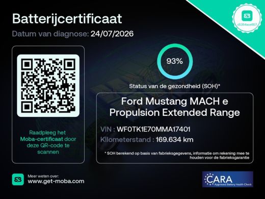 Ford Mustang Mach-E Mach-E Extended RWD 98 kWh | 360gr Camera | SOH 93% l Glazen pano-dak | Stoel/stuurverw | Navi | ... ActivLease financial lease