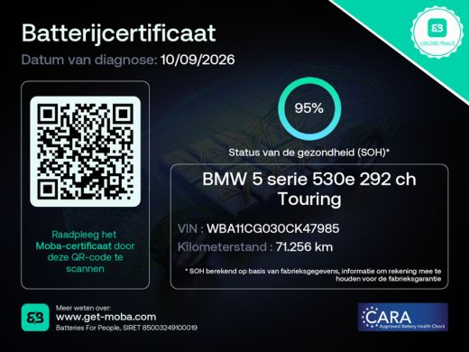 BMW 5 Serie Touring 530e 292PK BUSINESS EDITION PLUS M-SPORT AUTOMAAT SOH 95% / NAVI / LEDER / FULL-LED / CLI... ActivLease financial lease
